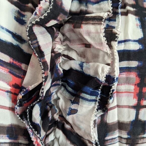 Parker Silk abstract pattern jabea ruffle collar blouse size XS @Z - Picture 5 of 10